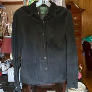 Ralph Lauren suede snap front long sleeve